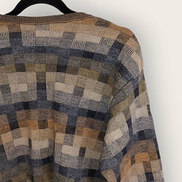 Vtg Jack Leftcourt Mens Sweater Sz XL Pullover Blue Brown Geometrics‎ 80s Preppy - Picture 7 of 13